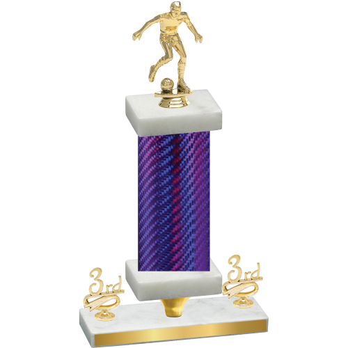 Premium Single Purple Carbon Fiber Third Place Soccer Trophy