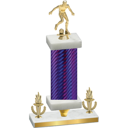 Premium Single Purple Carbon Fiber Victory Soccer Trophy