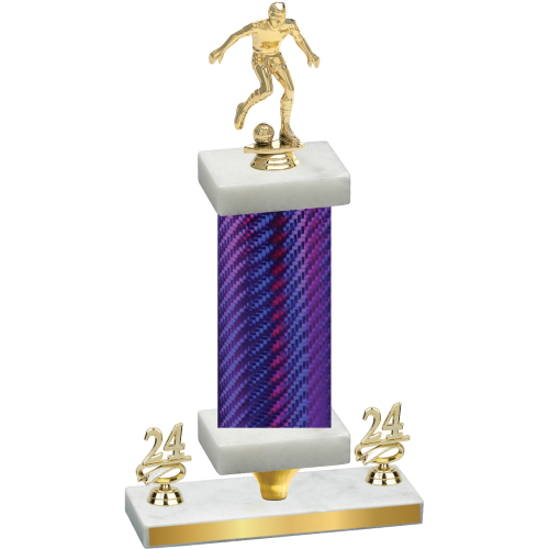 Premium Single Purple Carbon Fiber Year Soccer Trophy