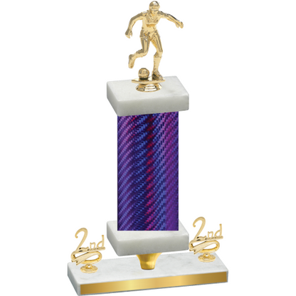 Premium Single Purple Carbon Fiber Second Place Soccer Trophy