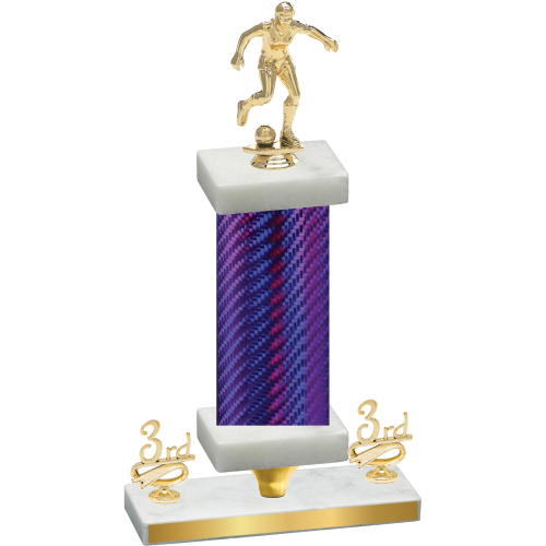 Premium Single Purple Carbon Fiber Third Place Soccer Trophy