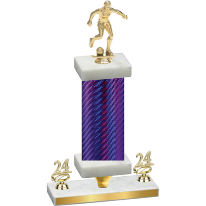 Premium Single Purple Carbon Fiber Year Soccer Trophy