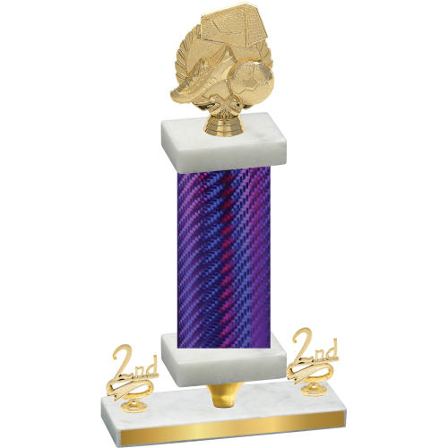 Premium Single Purple Carbon Fiber Second Place Soccer Trophy