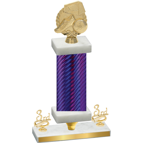 Premium Single Purple Carbon Fiber Third Place Soccer Trophy