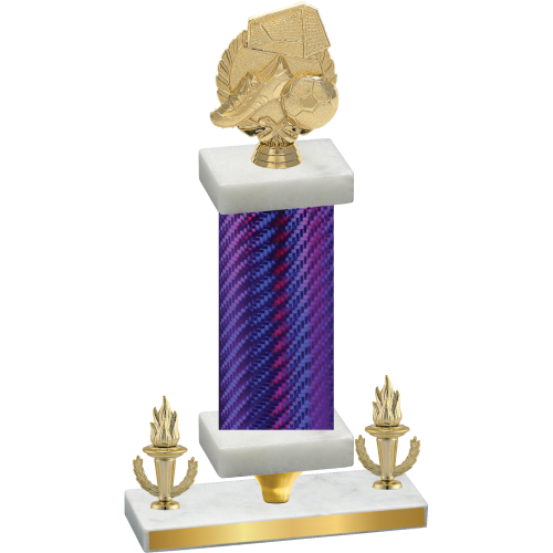 Premium Single Purple Carbon Fiber Victory Soccer Trophy