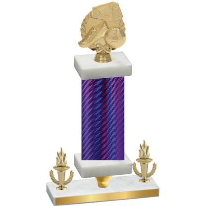 Premium Single Purple Carbon Fiber Victory Soccer Trophy