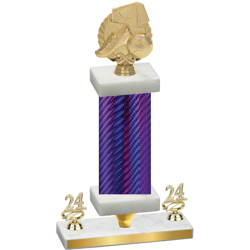 Premium Single Purple Carbon Fiber Year Soccer Trophy