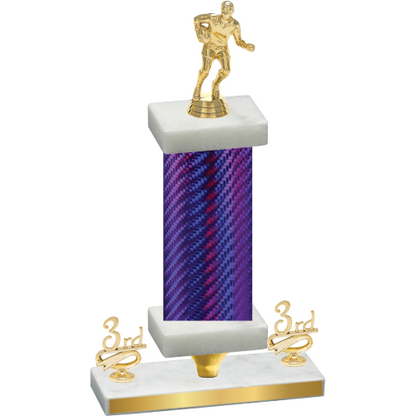 Premium Single Purple Carbon Fiber Third Place Rugby Trophy