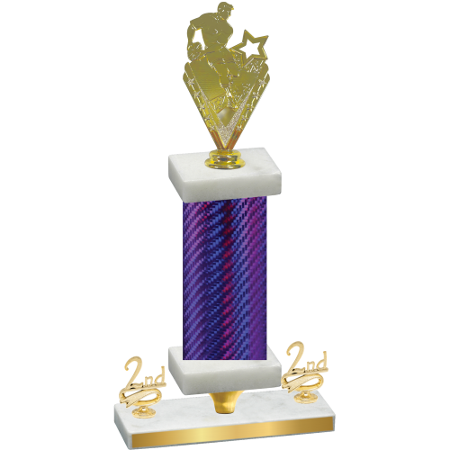 Premium Single Purple Carbon Fiber Second Place Rugby Trophy