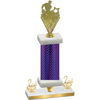 Premium Single Purple Carbon Fiber Second Place Rugby Trophy