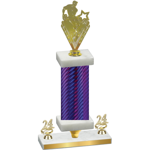 Premium Single Purple Carbon Fiber Year Rugby Trophy