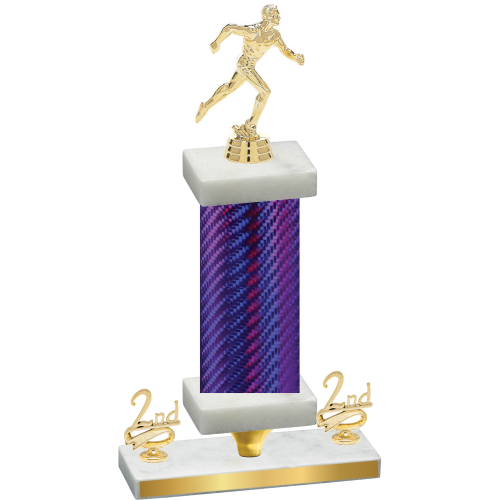 Premium Single Purple Carbon Fiber Second Place Running Trophy