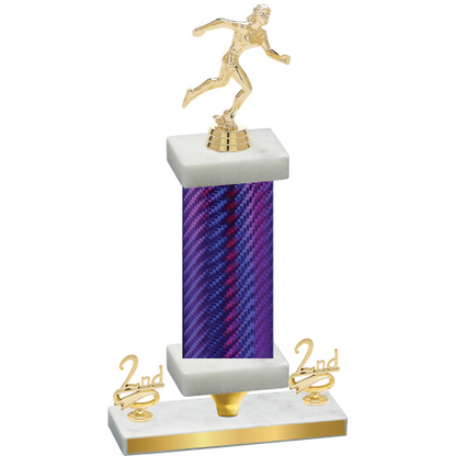 Premium Single Purple Carbon Fiber Second Place Running Trophy