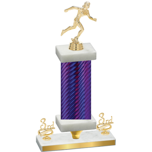 Premium Single Purple Carbon Fiber Third Place Running Trophy