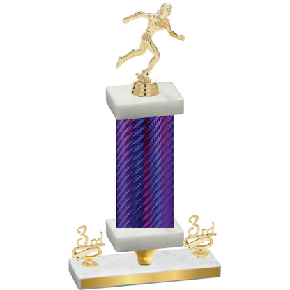 Premium Single Purple Carbon Fiber Third Place Running Trophy