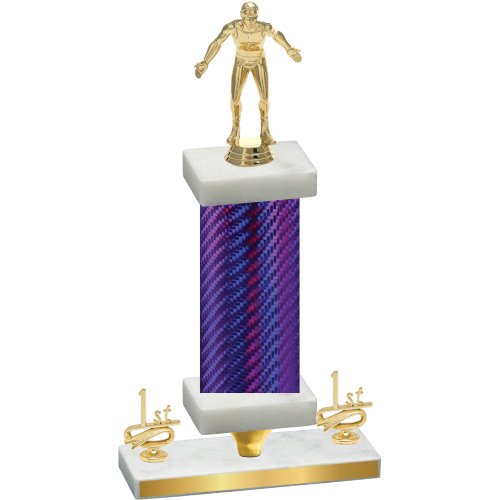 Premium Single Purple Carbon Fiber First Place Wrestling Trophy