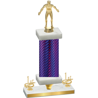 Premium Single Purple Carbon Fiber First Place Wrestling Trophy