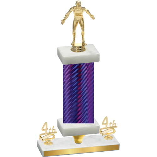 Premium Single Purple Carbon Fiber Fourth Place Wrestling Trophy