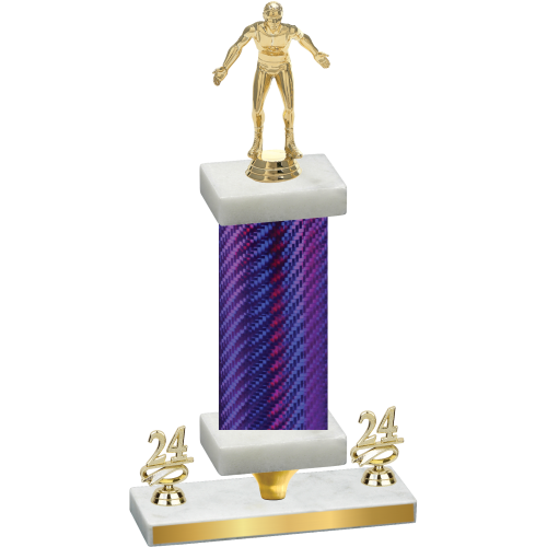 Premium Single Purple Carbon Fiber Year Wrestling Trophy