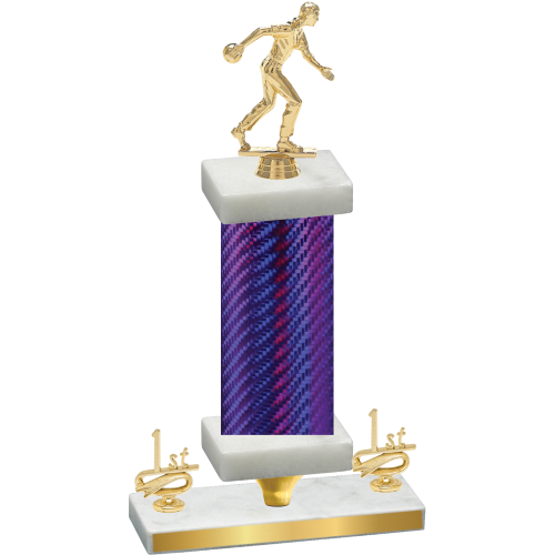 Premium Single Purple Carbon Fiber First Place Bowling Trophy