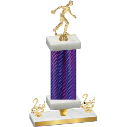 Premium Single Purple Carbon Fiber Second Place Bowling Trophy