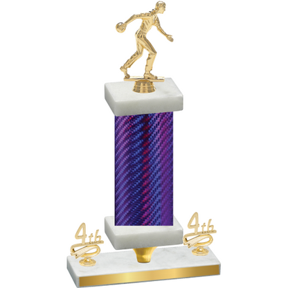 Premium Single Purple Carbon Fiber Fourth Place Bowling Trophy