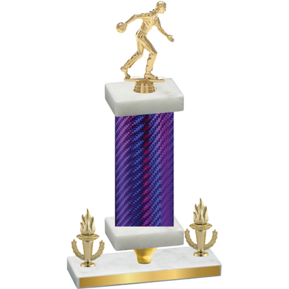 Premium Single Purple Carbon Fiber Victory Bowling Trophy