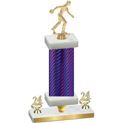 Premium Single Purple Carbon Fiber Year Bowling Trophy