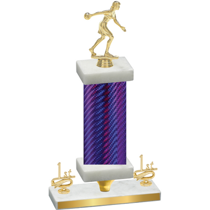 Premium Single Purple Carbon Fiber First Place Bowling Trophy