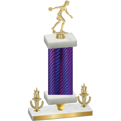 Premium Single Purple Carbon Fiber Victory Bowling Trophy