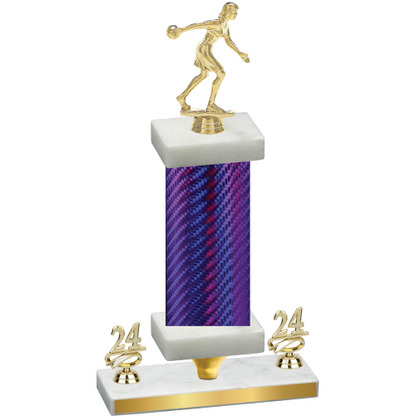 Premium Single Purple Carbon Fiber Year Bowling Trophy