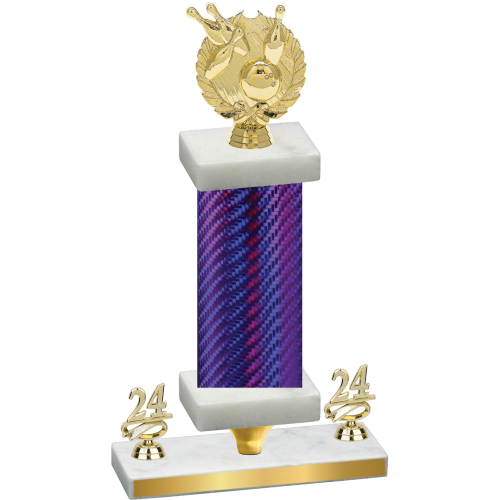 Premium Single Purple Carbon Fiber Year Bowling Trophy