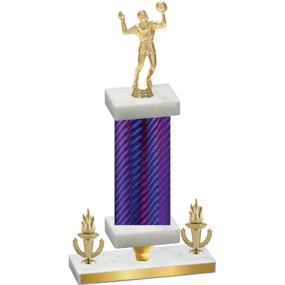 Premium Single Purple Carbon Fiber Victory Volleyball Trophy