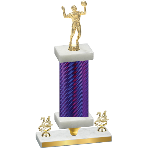 Premium Single Purple Carbon Fiber Year Volleyball Trophy