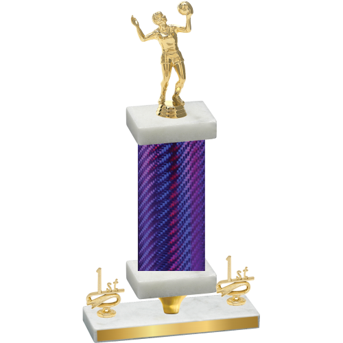 Premium Single Purple Carbon Fiber First Place Volleyball Trophy