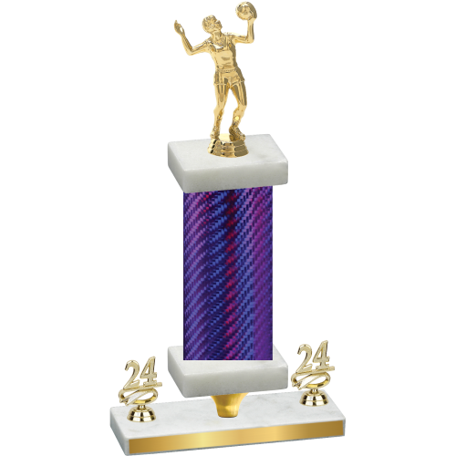 Premium Single Purple Carbon Fiber Year Volleyball Trophy