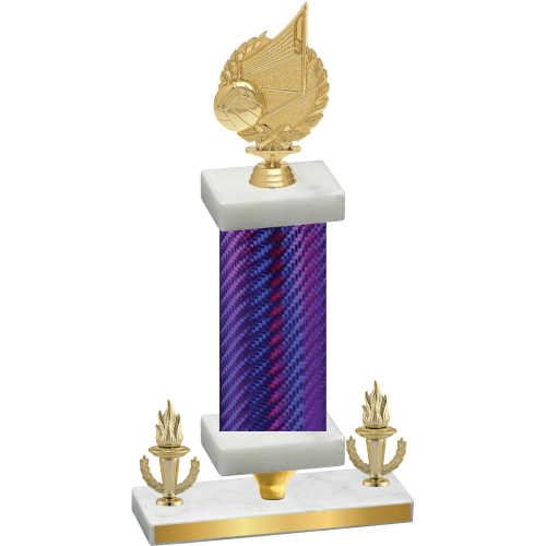 Premium Single Purple Carbon Fiber Victory Volleyball Trophy