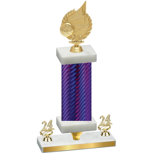 Premium Single Purple Carbon Fiber Year Volleyball Trophy