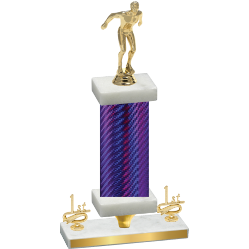 Premium Single Purple Carbon Fiber First Place Swimming Trophy