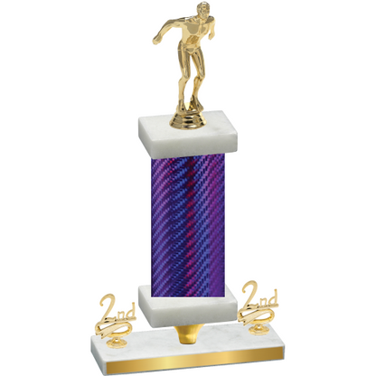 Premium Single Purple Carbon Fiber Second Place Swimming Trophy