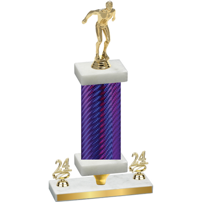 Premium Single Purple Carbon Fiber Year Swimming Trophy