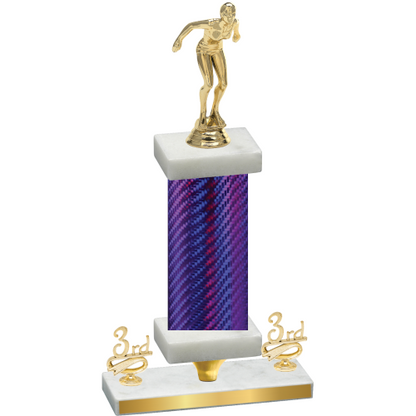 Premium Single Purple Carbon Fiber Third Place Tennis Trophy