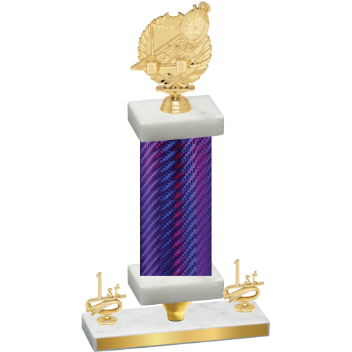 Premium Single Purple Carbon Fiber First Place Swimming Trophy