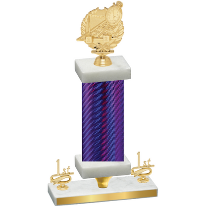 Premium Single Purple Carbon Fiber First Place Swimming Trophy