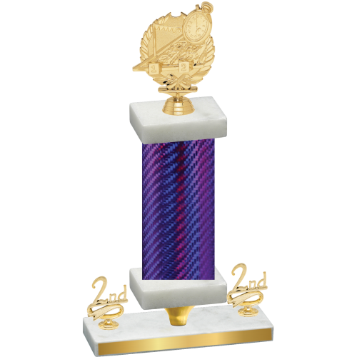 Premium Single Purple Carbon Fiber Second Place Swimming Trophy