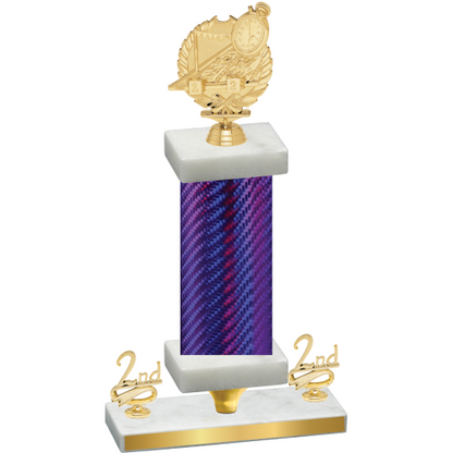 Premium Single Purple Carbon Fiber Second Place Swimming Trophy