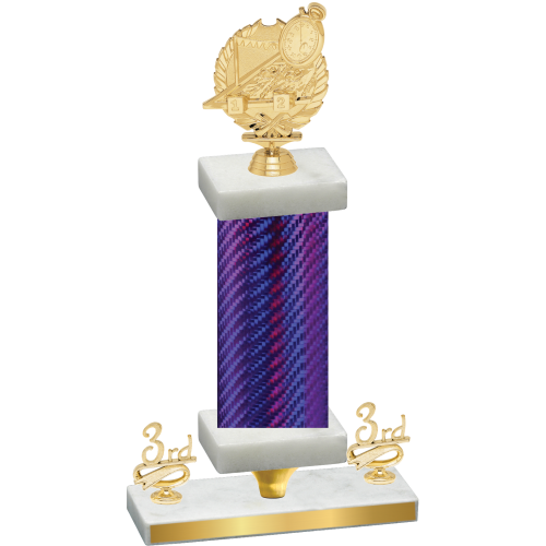 Premium Single Purple Carbon Fiber Third Place Swimming Trophy