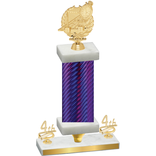 Premium Single Purple Carbon Fiber Fourth Place Swimming Trophy