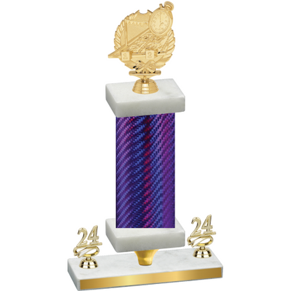 Premium Single Purple Carbon Fiber Year Swimming Trophy