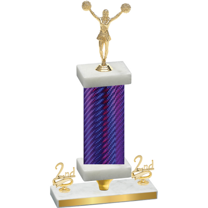 Premium Single Purple Carbon Fiber Second Place Cheerleading Trophy